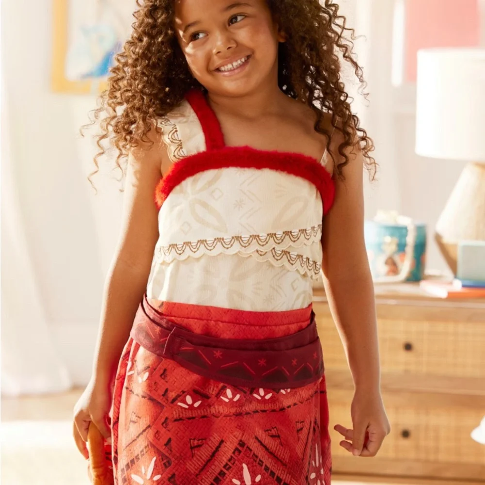 Disney Moana Girls Costume Dress One Shoulder Tribal Print Size XS (4-5)